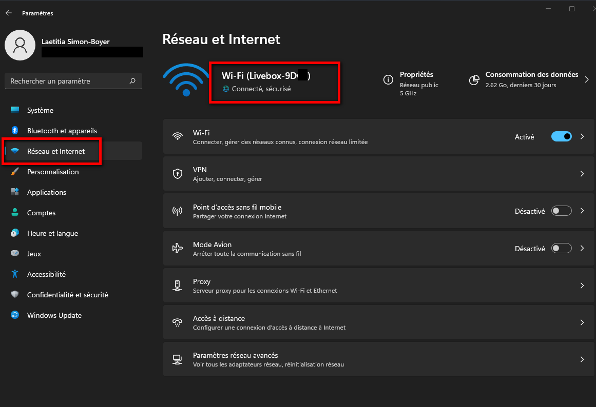 Identifier le réseau connecté (Windows 11) Centre d